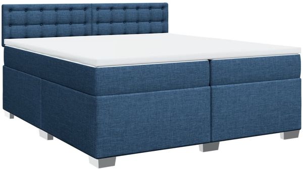 vidaXL Boxspringbett mit Matratze Blau 200x200 cm Stoff 3288315 Bild 3