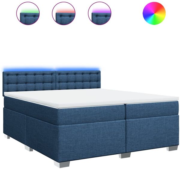 vidaXL Boxspringbett mit Matratze Blau 200x200 cm Stoff 3288315 Bild 2