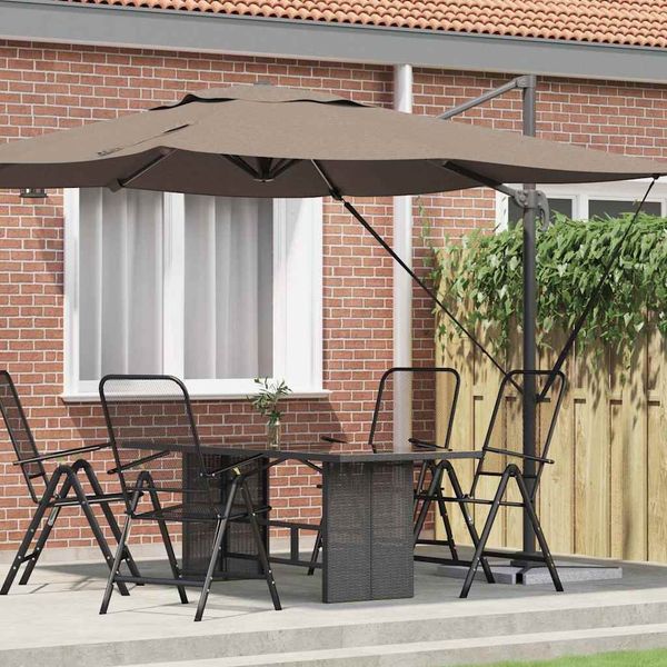 Roma Parasol, Sonnenschirm, Gartenschirm Taupe 286 x 284 x 265 cm Aluminium und Polyester