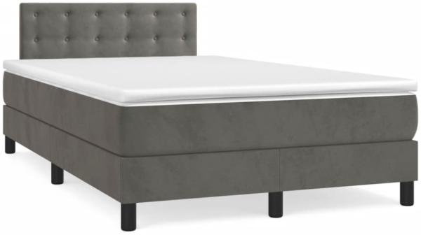 vidaXL Boxspringbett mit Matratze Dunkelgrau 120x190 cm Samt 3269862