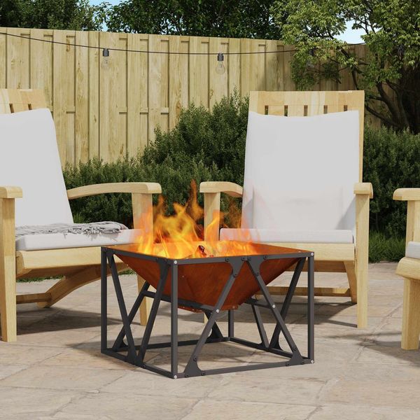 vidaXL Feuerstelle Braun 50 x 50 x 35 cm Wetterfeststahl 858993