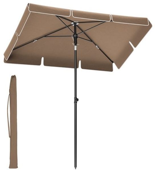 Songmics Sonnenschirm mit Aufbewahrungstasche, ohne Ständer, UPF 50+, Stahl / Polyester, Walnussbraun, 200 x 125 cm Bild 2