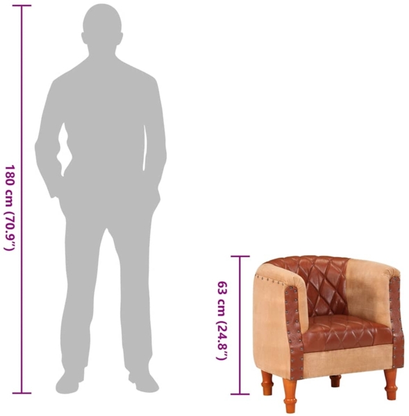 vidaXL Sessel Braun Echtleder und Massivholz Mango [320603] Bild 9