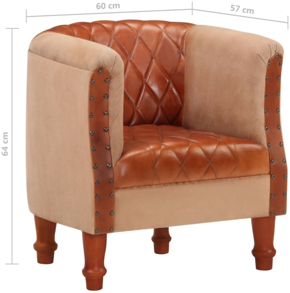 vidaXL Sessel Braun Echtleder und Massivholz Mango [320603] Bild 7