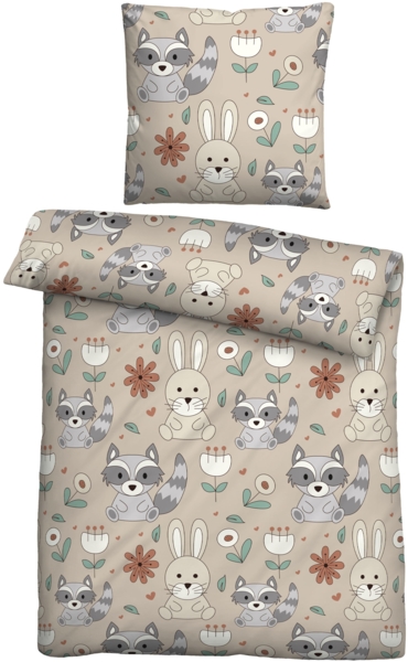 biberna Feinbiber Bettwäsche WASCHBAER, taupe, 1x 135x200 cm + 1x 80x80 cm