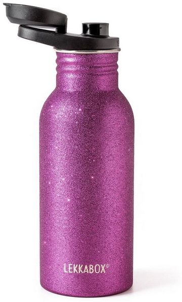 LEKKABOX Trinkflasche Edelstahl Glitzer Trinkflasche, 500ml - Kinder Sport Edelstahlflasche, Elegant schimmernd, leicht, auslaufsicher – für jeden Tag