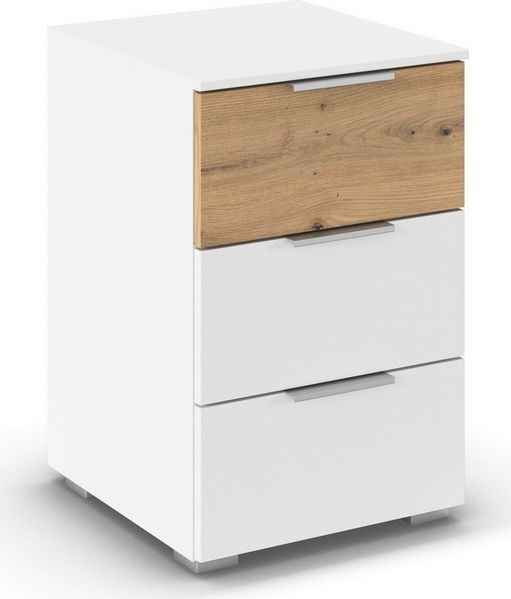 OTTO home Nachtkommode Nachttisch Nachtschrank Schubladen Sideboard Schubladenkommode ASTANA (Breite 40 cm / Höhe 61 cm), mit 3 geräumigen Schubladen, Kantengriff in Alufarben MADE IN GERMANY