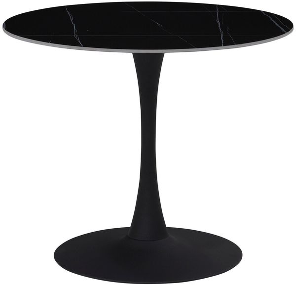 Hela Tische, Esstisch Rund Paola, Dekor Marmoroptik, Steinplatte-Sintered Stone 16mm Matt Schwarz, Maß Ø90x75 cm
