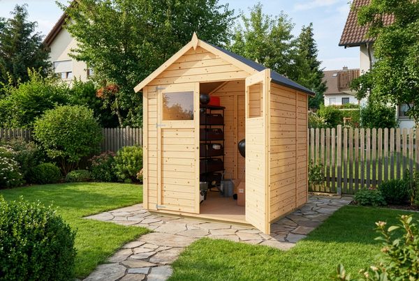 Alpholz Gerätehaus Alisha Gerätehaus aus Holz Geräteschrank mit 14 mm Wandstärke Gartenhaus mit Montagematerial