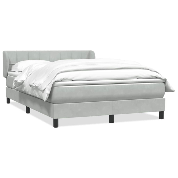 vidaXL Boxspringbett mit Matratze Hellgrau 140x210 cm Samt 3317523