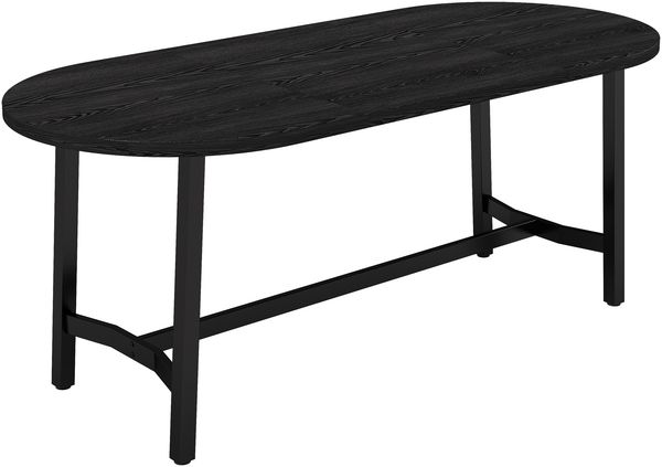 Merax Esstisch 180*80*75cm, geeignet für 6–8 Personen, Esstisch mit abgerundeten Ecken, Esstisch im einfachen Stil, Tischbeine aus Eisen, Schwarz Bild 8