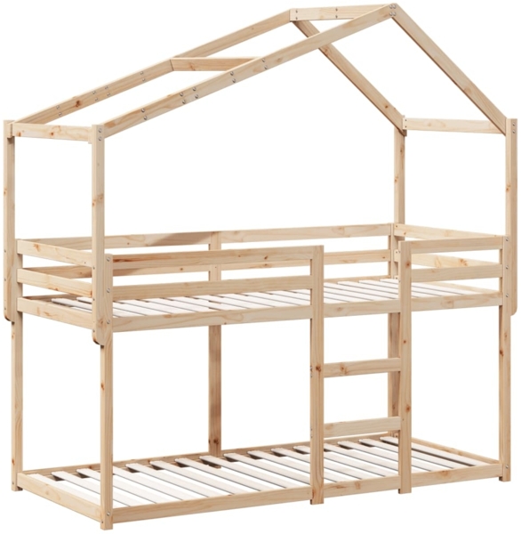 vidaXL Etagenbett mit Dach 75x190 cm Massivholz Kiefer 3282049 Bild 2
