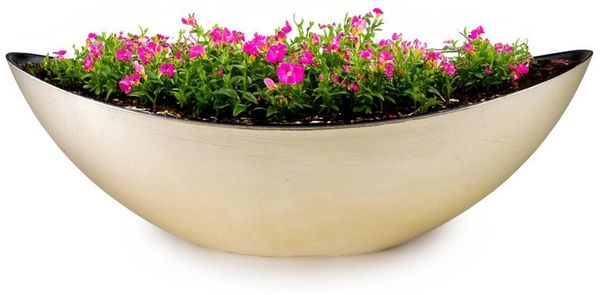 matches21 HOME & HOBBY Blumentopf Große Pflanzschale oval 55 cm für draussen Dekoschale champagner (1 St), Blumen-Schale als wetterfeste Friedhof-Schale Grab-Schmuck Grabschale