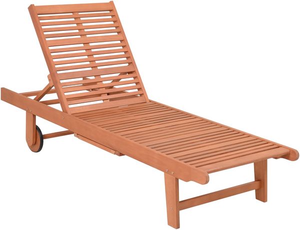 Sonnenliege SANO Verstellbar mit Auflage Braun Eukalyptus | Gartenliege mit Rollen Relaxliege Wetterfest Bild 8