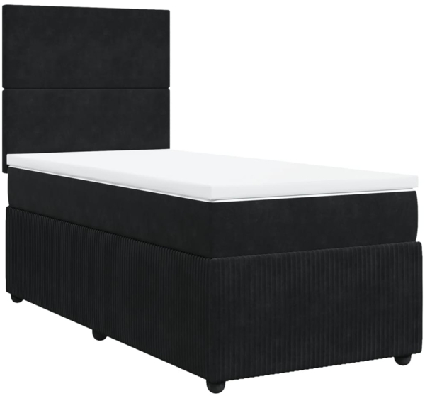 vidaXL Boxspringbett mit Matratze Schwarz 100x200 cm Samt 3292258