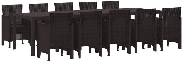 vidaXL Garten Essgruppe mit Kissen 11 pcs Braun Rattan 3378757