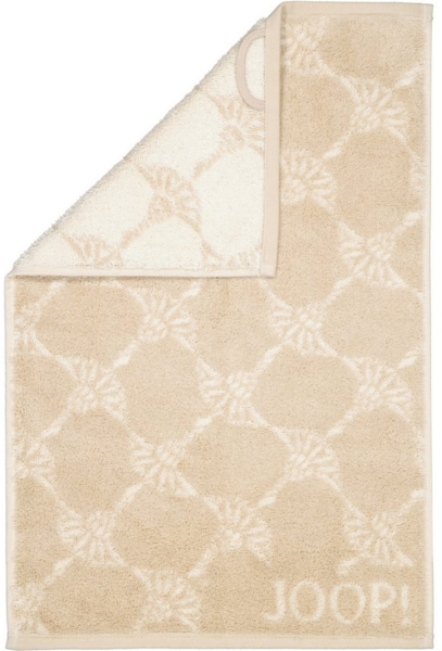JOOP! Handtuch Waschhandschuh Classic Cornflower Sand 1611 30, Walkfrottier (1-St), Wendedesign, Logo, Flauschig