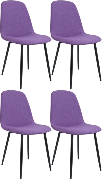 CLP 4er Set Esszimmerstuhl Maryam gepolstert mit Rückenlehne,lila Stoff