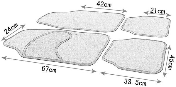 Woltu Fußmatte 7135, Höhe: 5 mm, universelle Autofußmatten-Set, gegen Wasser rutschfest