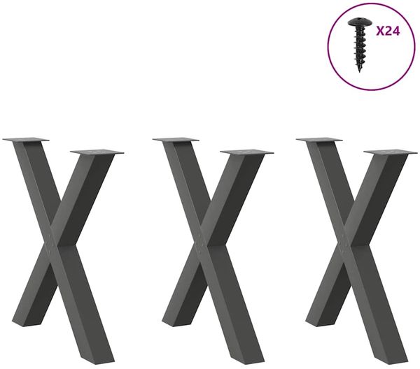 vidaXL Esstischbeine X-Form 3 Stk. Anthrazit 70x(72-73) cm Stahl 4012990 Bild 3