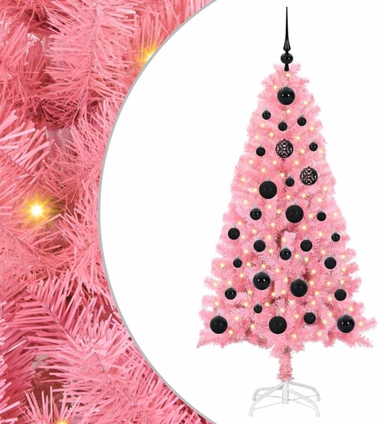 vidaXL Weihnachtsbaum mit 150 LEDs mit Ständer Rosa 150 cm PVC 3396417