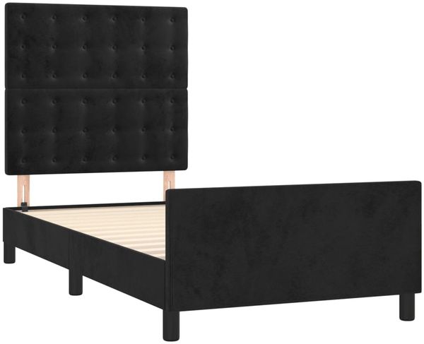 vidaXL Bettgestell mit Kopfteil Samt Schwarz 100x200 cm Bild 4