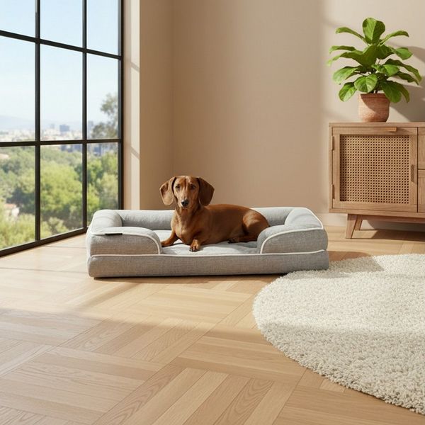 belviona Hundebett orthopädisch & wasserabweisend, Leinenimitat & Flanell, gelenkschonend mit Memoryfoam