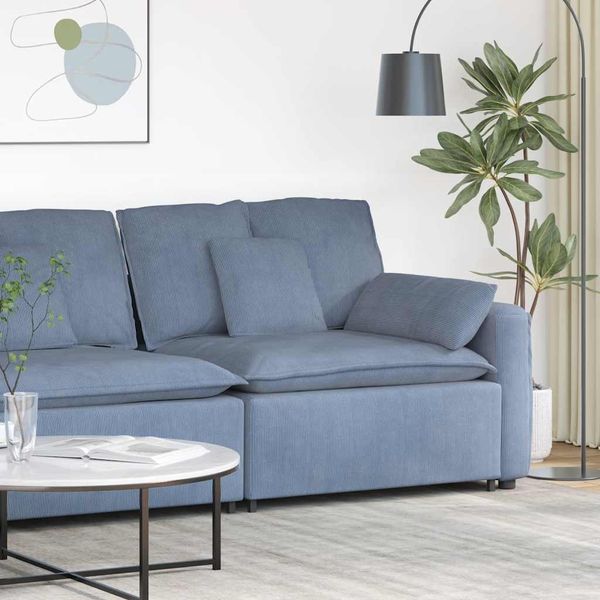 vidaXL Modulares Sofa Endmodul mit Armlehne Kissen Blau 100 cm 4104410