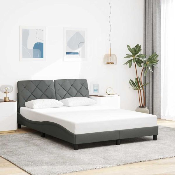 vidaXL Bettgestell ohne Matratze Dunkelgrau 120x200 cm Stoff 3310588