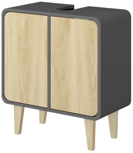 Waschbeckenunterschrank Arla Anthrazit/Eiche 60 x 61 cm Vicco