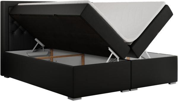 Boxspringbett, Modern Bett mit Multipocket-Matratze und zwei Bettkästen - JASIR - 120 x 200 cm - Schwarz Kunstleder - H3 Bild 4