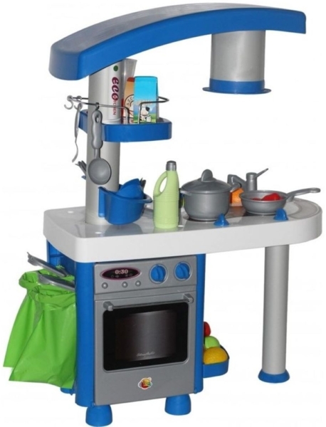 Polesie Kinderküche 56290 Eco 92 cm Backofen Herd Spülbecken Müllsack Zubehör grau