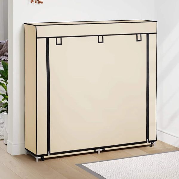 vidaXL Schuhschrank mit Abdeckung Cremeweiß 115 x 28 x 110 cm Stoff 282433