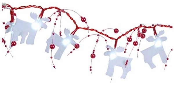 "Best Season LED-Lichterkette""Felt Elk"", 30-teilig Kabel: transparent, Filzelche, 30 kaltweiß LED, Länge 1.75 m, batteriebetrieben Rot