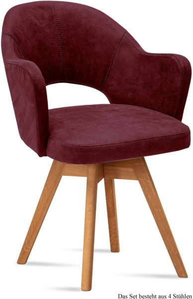 Armlehnstuhl drehbar (4er-Set) Dosya 59x87x61 Eiche geölt/Marsala