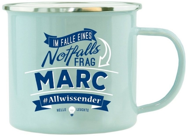 HTI-Living Becher Echter Kerl Emaille Becher Marc, Emaille, Kaffeetasse Teetasse Männergeschenk