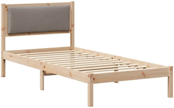 vidaXL Bettrahmen mit Kopfteil Taupe 100 x 200 cm Massives Kiefernholz 878142