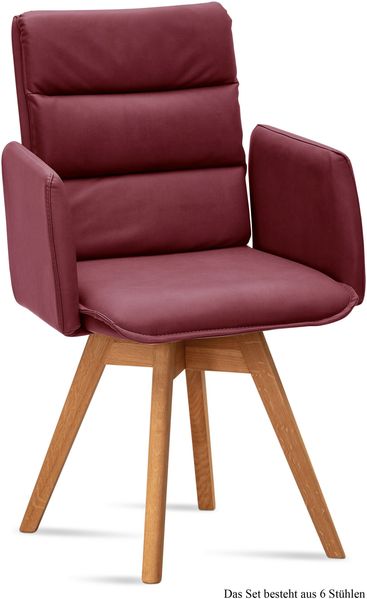 Armlehnstuhl drehbar (6er-Set) Dorri 52x92x60 Eiche geölt/Marsala