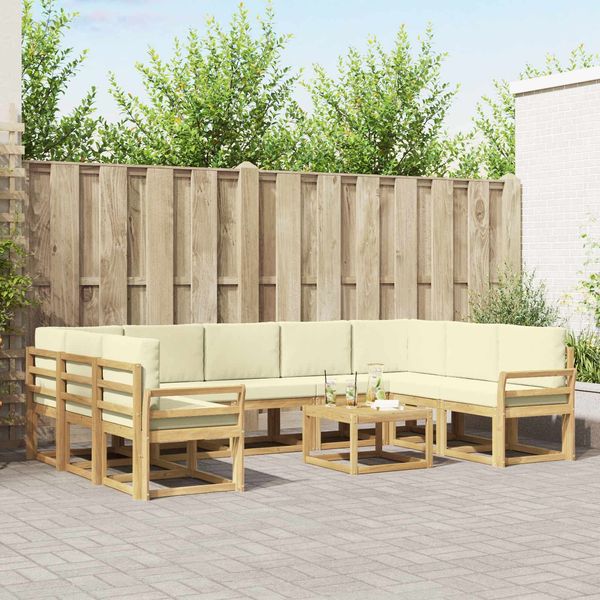 vidaXL Outdoor-Sofagarnitur 10 pcs Weiß und Creme 59 x 59 x 37 cm 3388254