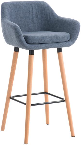 Barhocker mit Lehne Blau VILO - Stoffbezug, 99x55x46cm Barhocker mit Lehne Tresenhocker Barstuhl Küchenhocker Thekenhocker hoher Stuhl
