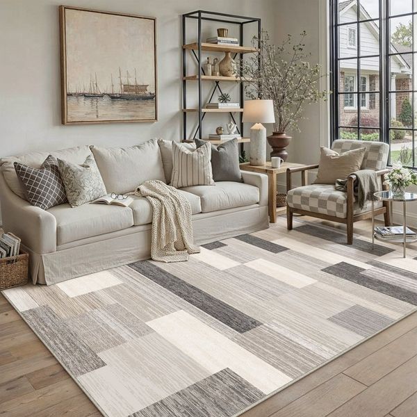 PURECOZY Teppich Kurzflor & Weich, Waschbar & Pflegeleicht, Modernes Design, Rechteckig, Höhe: 6.1 mm, geeignet für verschiedene Innenräume