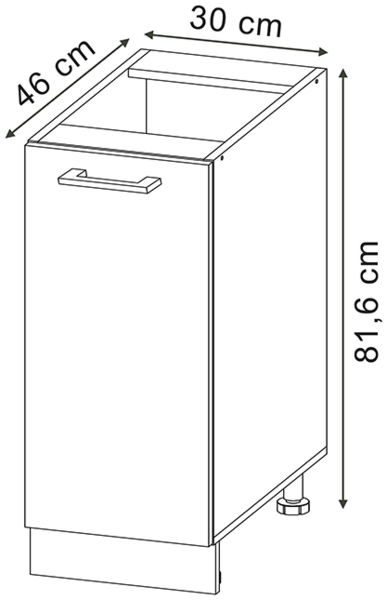 Apothekerschrank R-Line Schwarz Hochglanz 30 cm , AP Eiche Vicco Bild 3