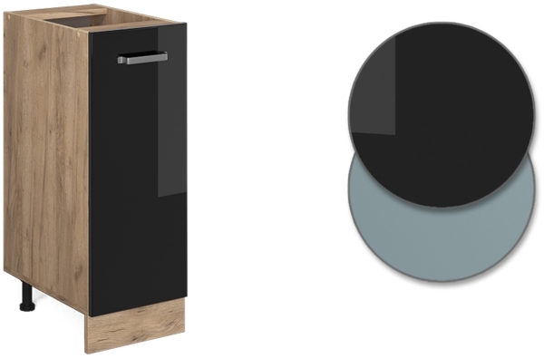 Apothekerschrank R-Line Schwarz Hochglanz 30 cm , AP Eiche Vicco Bild 5