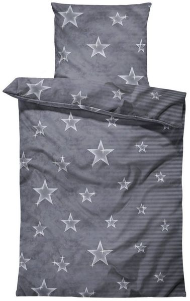 One Home Bettwäsche Galaxy, Mikrofaser, 2 teilig, Sterne und Streifen, Komfortgröße