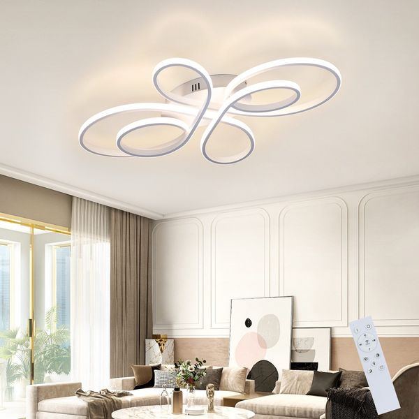 ZMH Deckenlampe LED Deckenleuchte Dimmbar - Wohnzimmerlampe 66cm Wohnzimmer 65W Modern Schlafzimmerlampe Schlafzimmer Weiß mit Fernbedienung Deckenbeleuchtung Groß für Esszimmer Büro Arbeitzimmer