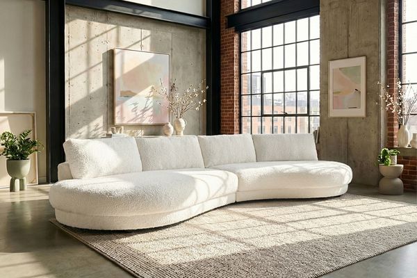 KAWOLA Big Sofa PADANA Stoff weiß 86 x 166 x 410 cm