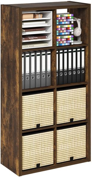 Furinno Kubikregal mit offenem Rücken, dekorativer Aufbewahrungsorganisator, 8-Kubus, Bernstein-Kiefer, Amber Pine