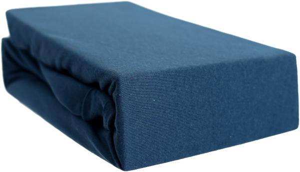 Jersey Spannbettlaken 100% Baumwolle 120-130x200 cm + 25 cm Rundumgummizug Dunkelblau