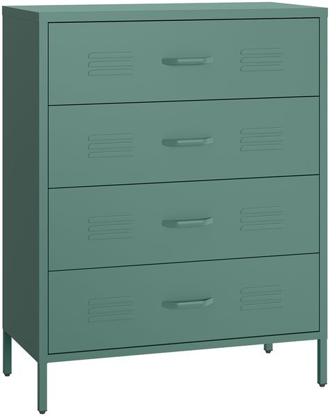 skølm 'Atria' Metallkommode, dunkelgrün, 100x40x80 cm, Metallschrank mit 4 Schubladen Bild 9