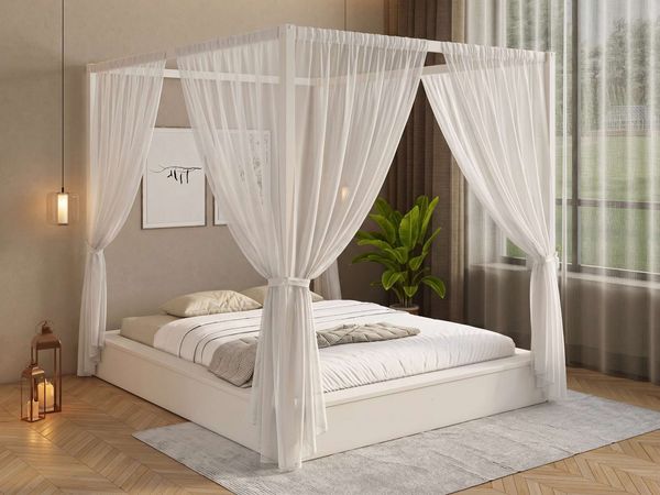 OTTO home Himmelbett Usella, Bett, Bettgestell, hohe Belastbarkeit bis 180 kg (B/T/H: 189/229,1/200 cm), aus massiver Kiefer in Kombination mit MDF, inklusive Lattenrost